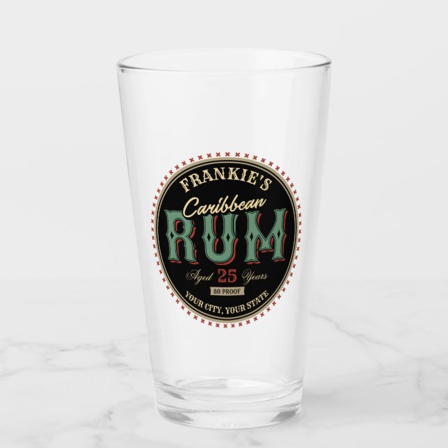 Personalisiertes karibisches Rum-Liquor-Flaschenet Glas (Vorderseite)