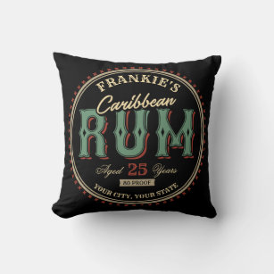 Personalisiertes karibisches Rum-Liquor-Flaschenet Kissen