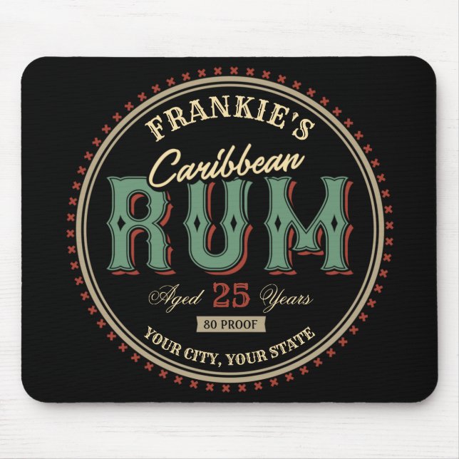Personalisiertes karibisches Rum-Liquor-Flaschenet Mousepad (Vorne)