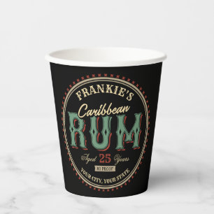 Personalisiertes karibisches Rum-Liquor-Flaschenet Pappbecher