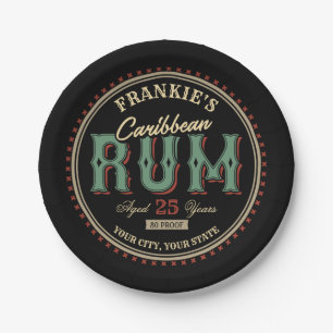Personalisiertes karibisches Rum-Liquor-Flaschenet Pappteller