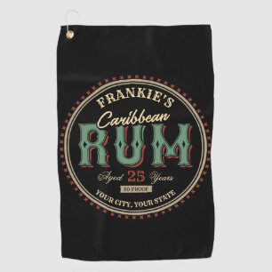 Personalisiertes karibisches Rum-Liquor-Flaschenla Golfhandtuch