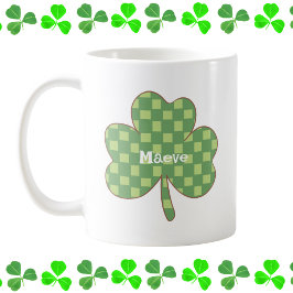 Personalisiertes Kariertes Kleeblatt Kaffeetasse
