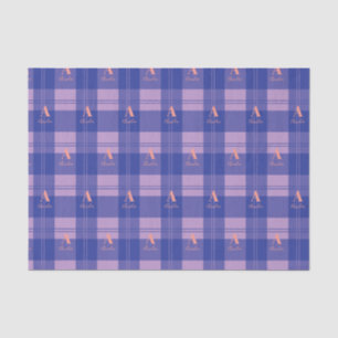 Personalisiertes Kariertes Lila Monogramm-Muster Seidenpapier