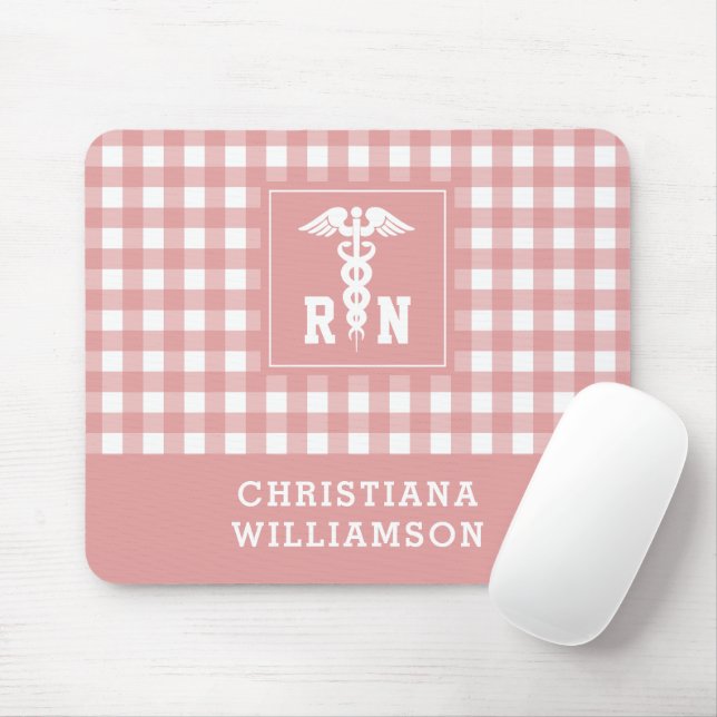 Personalisiertes Kariertes Muster RN Krankenversic Mousepad (Mit Mouse)