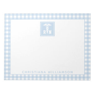 Personalisiertes Kariertes Muster RN Krankenversic Notizblock