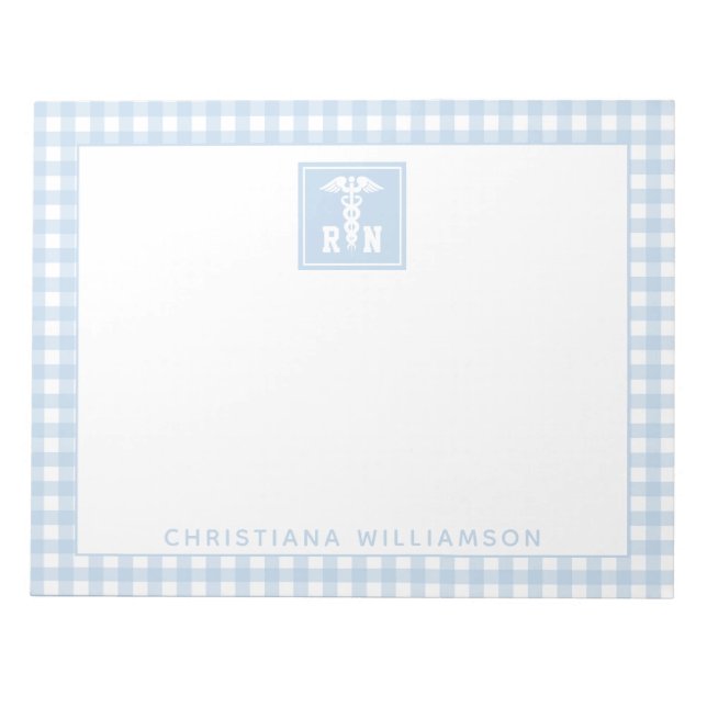 Personalisiertes Kariertes Muster RN Krankenversic Notizblock (Vorderseite)