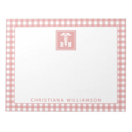 Personalisiertes Kariertes Muster RN Krankenversic Notizblock