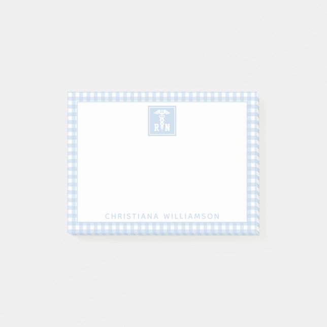 Personalisiertes Kariertes Muster RN Krankenversic Post-it Klebezettel (Vorderseite)