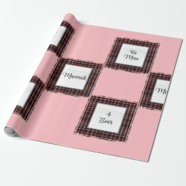 Personalisiertes Kariertes Rosa Braun Matched Vale Geschenkpapier