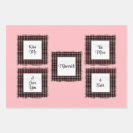 Personalisiertes Kariertes Rosa Braun Matched Vale Geschenkpapier Set