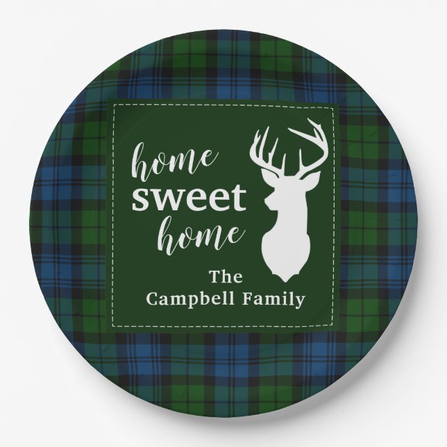 Personalisiertes Kariertes Tartan Clan Campbell Mi Pappteller (Vorderseite)