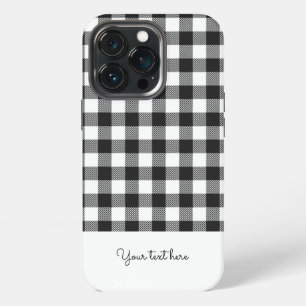Personalisiertes Karo Gingham Schwarz Weiß Monogra iPhone 13 Pro Hülle