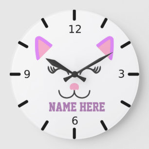 Personalisiertes Kätzchen Große Wanduhr