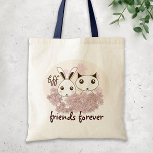 Personalisiertes Kätzchen und Häschen Tier Freunde Tragetasche