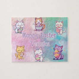 Personalisiertes Katze Frohe Ostern Puzzle