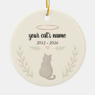Personalisiertes Katzen-Gedenk-Ornament – Name & D Keramik Ornament