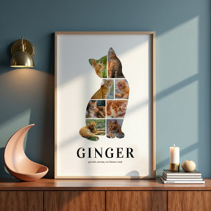 Personalisiertes Katzen-Silhouette-Foto-Collage-Po Poster