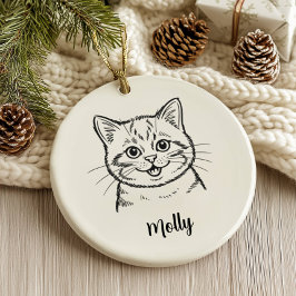 Personalisiertes Katzen-Weihnachten Keramik Ornament