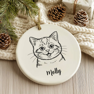 Personalisiertes Katzen-Weihnachten Keramik Ornament