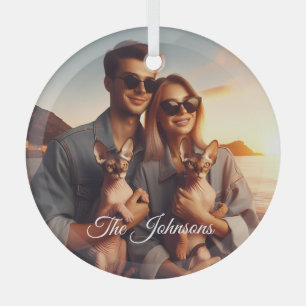 Personalisiertes Katzenfoto Sphynx-Katze individue Ornament Aus Glas