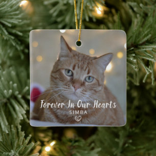 Personalisiertes Katzenfoto-Tiergedächtnis-Weihnac Keramikornament