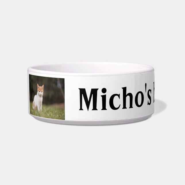 Personalisiertes KatzenFoto und Name Futter oder W Napf (Links)