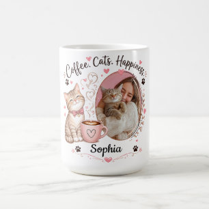 Personalisiertes Katzenliebhaber-Foto & Name Kaffeetasse