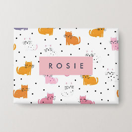 Personalisiertes Katzenmuster mit Polka-Punkten Button