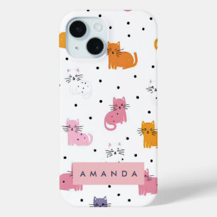 Personalisiertes Katzenmuster mit Polka-Punkten Case-Mate iPhone Hülle