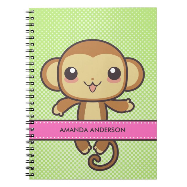 Personalisiertes Kawaii Affe-Notizbuch/Zeitschrift Notizblock (Vorderseite)