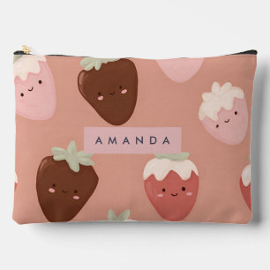 Personalisiertes Kawaii Chocolate Strawberry Muste Zubehörtasche