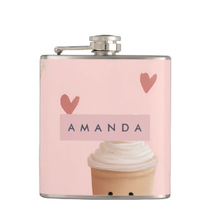 Personalisiertes Kawaii Iced Coffee Pattern Flachmann