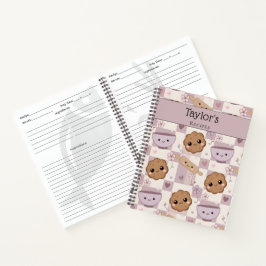 Personalisiertes Kawaii-Lila-Cookie-Andenkenrezept Notizbuch
