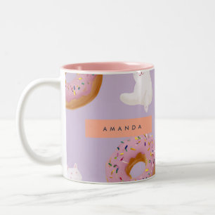 Personalisiertes Kawaii-Pastell-Donuts-Muster Zweifarbige Tasse