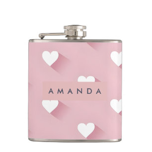 Personalisiertes Kawaii Rosa Herz Flachmann