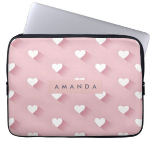 Personalisiertes Kawaii Rosa Herz Laptopschutzhülle