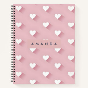 Personalisiertes Kawaii Rosa Herz Notizbuch