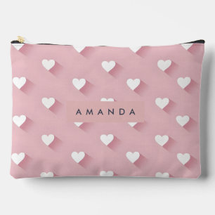 Personalisiertes Kawaii Rosa Herz Zubehörtasche
