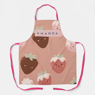 Personalisiertes Kawaii-Schokoladen-Erdbeer-Muster Schürze