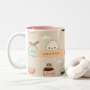 Personalisiertes Kawaii Sushi Japanisches Lebensmi Zweifarbige Tasse