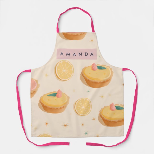 Personalisiertes Kawaii-Zitronen-Törtchen-Muster Schürze (Vorderseite)