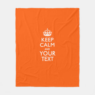 Personalisiertes Keep Calm And Your Text Orange Fleecedecke