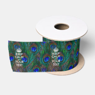 Personalisiertes Keep Calm And Your Text Pfau Satinband