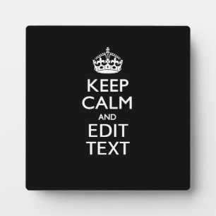 Personalisiertes KEEP CALM Ihr Text auf Schwarz Fotoplatte