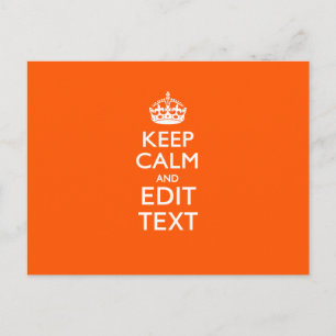 Personalisiertes KEEP CALM Ihr Text Orange Akzent Postkarte