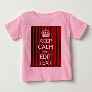 Personalisiertes Keep Calm Ihr Text Rot Streifen D Baby T-shirt