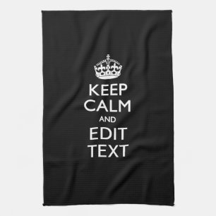 Personalisiertes KEEP CALM mit Ihrem Text auf Schw Handtuch