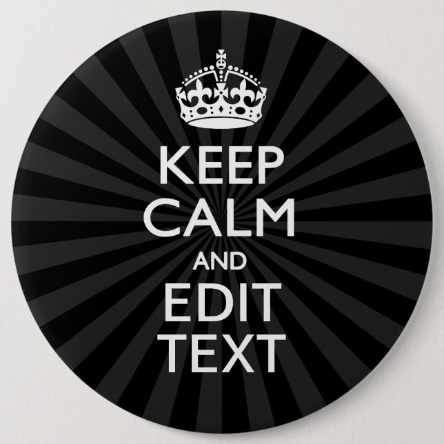 Personalisiertes KEEP CALM und Ihr Text auf Burst Button (Vorderseite)