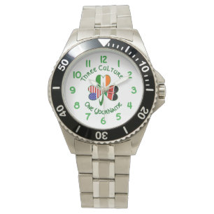 Personalisiertes Kenia Irland USA Kleeblatt Armbanduhr